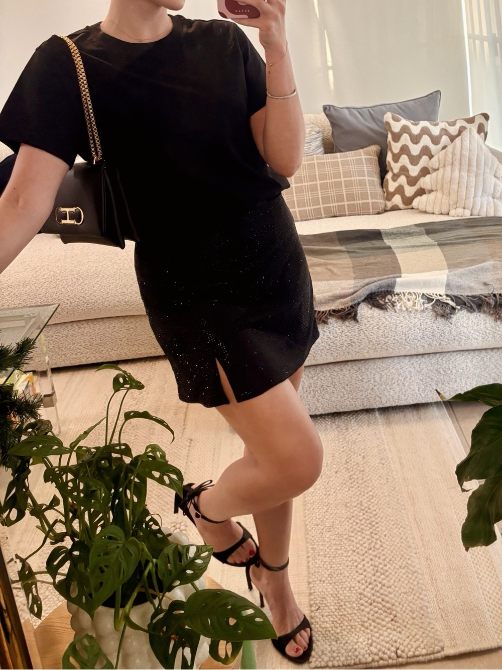 MANGO- Mini Skirt with Subtle Rhinestones